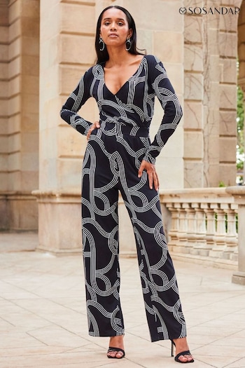 Sosandar Black Wide Leg Wrap Jumpsuit (D00646) | £85