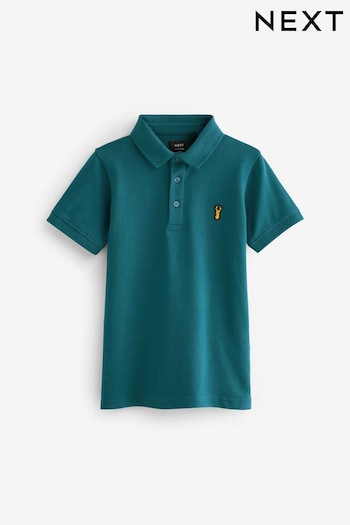 Blue Teal Short Sleeve Printed Polo Shirt (3-16yrs) (D00661) | £7 - £12