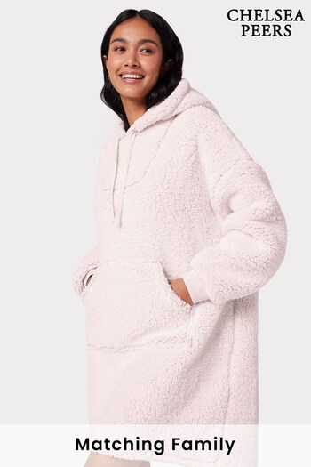 Chelsea Peers Pink Fleece Leopard Print Blanket Oversized Hoodie (D01118) | £50
