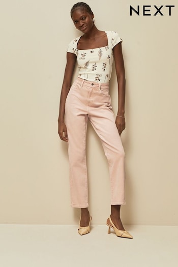 Pink Cropped Straight Jeans (D01126) | £29