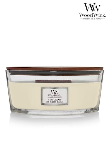 Woodwick White Ellipse Island Coconut Candle (D01200) | £35