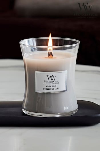 Woodwick Cream Medium Hourglass Warm Wool Candle (D01202) | £25