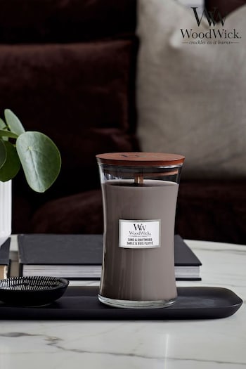 Woodwick Brown Large Hourglass Driftwood Candle (D01206) | £33