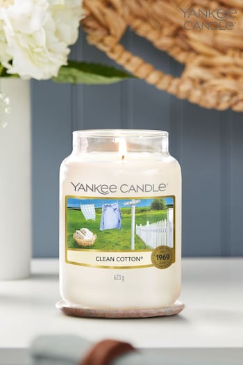 Yankee Candle White Large Jar Clean Cotton Candle (D01218) | £30