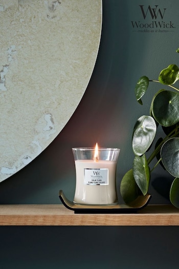Woodwick White Medium Hourglass Solar Ylang Candle (D01223) | £25