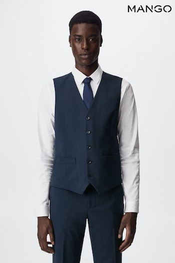 Mango Blue Slim Fit Suit Waistcoat (D01287) | £50