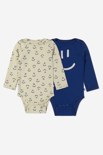 Baby Boys Organic Cotton Bodysuit Set in Navy 2 Pack (D01347) | £25
