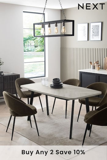Grey Bronx Chevron Oak Effect 6 to 8 Seater Extending Dining Table (D01450) | £499