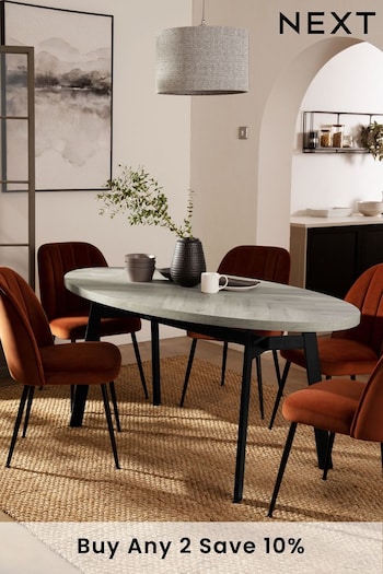 Grey Bronx Chevron Oak Effect 6 Seater Dining Table (D01451) | £425