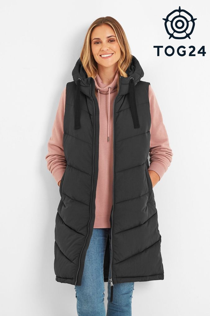 Tog 24 Ranskill Womens Long Padded Black Gilet (D01578) | £80