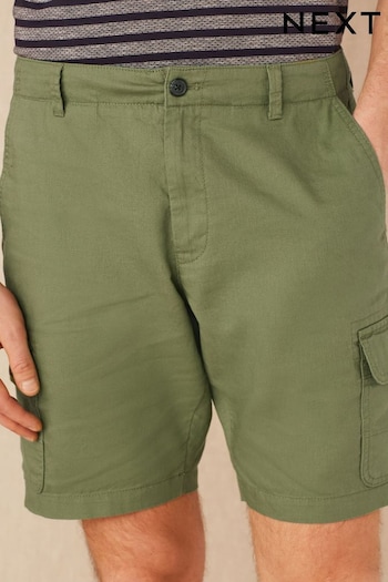 Green Linen Blend Cargo Shorts (D01613) | £28