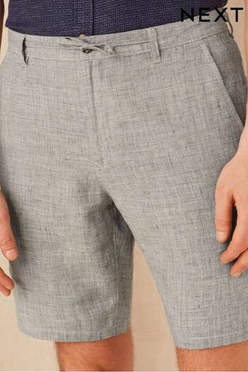 Grey Puppytooth Linen Shorts Invent (D01616) | £36