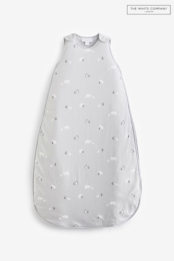 The White Company Grey Organic Cotton Penguin & Polar Bear Christmas Sleeping Bag (D01635) | £34