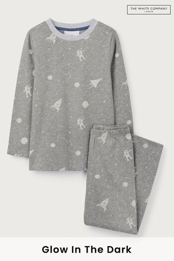 The White Company Grey Glow-In-The-Dark Rocket Pyjamas (D01640) | £26 - £28