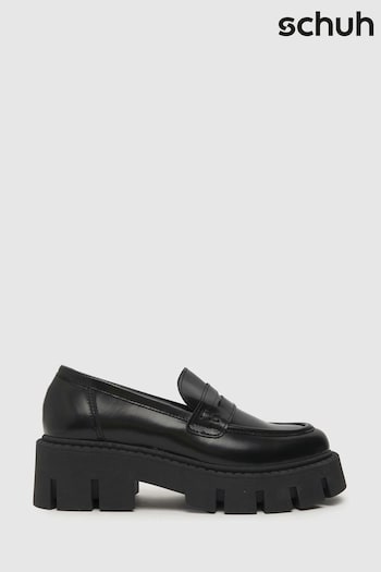 Schuh Lauren Chunky Leather Black Loafers (D01644) | £65
