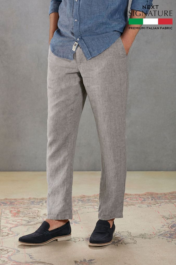 Next mens linen drawstring trousers discount