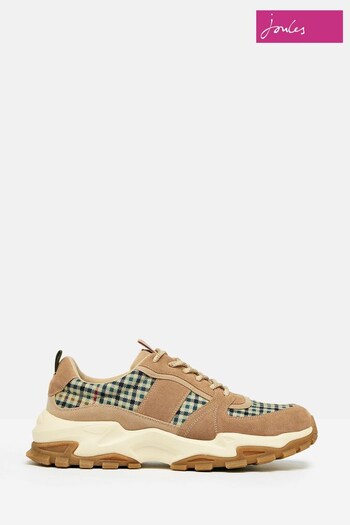 Joules Trek Natural Check Trainers (D01658) | £69.95