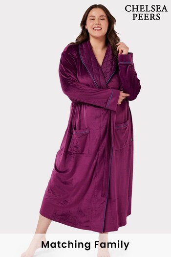 Chelsea Peers Purple Curve Velour Midaxi Dressing Gown (D01676) | £75