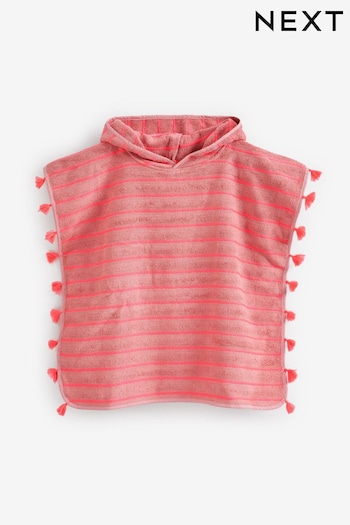 Fluro Stripe Pink Towelling Poncho (D01680) | £18 - £24