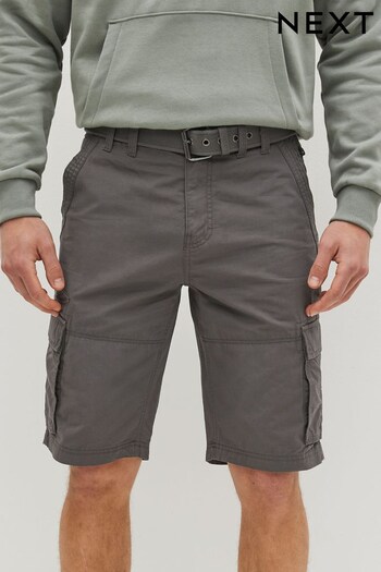 Charcoal Grey Belted Cargo Shorts (D02018) | £15