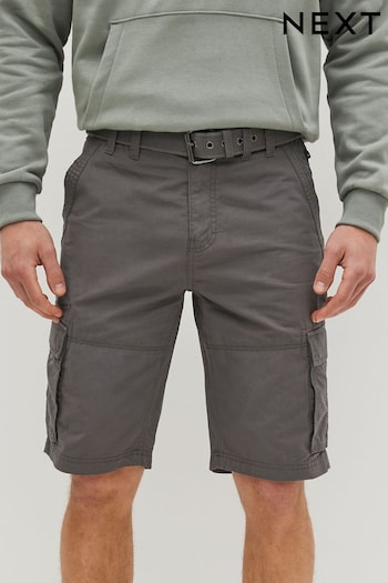 Charcoal Grey Belted Cargo Shorts Swoosh (D02018) | £30