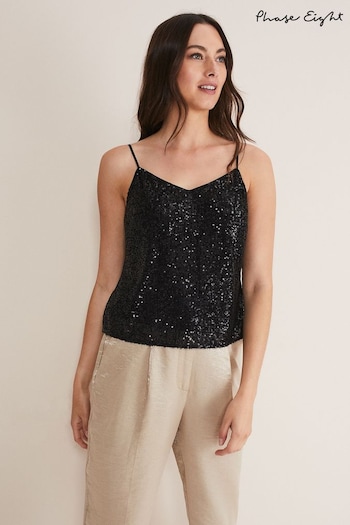 Phase Eight Ivy Sequin Camisole Black Dress (D02077) | £69