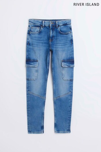 River Island Blue Boys Skinny Cargo Jeans (D02191) | £23