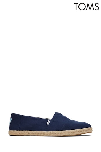 TOMS Blue Slub Woven Rope Espadrille Shoes Toe (D02269) | £52