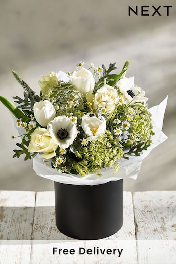 Multi Fresh Flower Bouquet in Hatbox (D02305) | £35