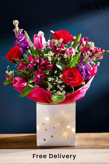 Multi Multi Fresh Flower in Light Up Gift Bag (D02310) | £35