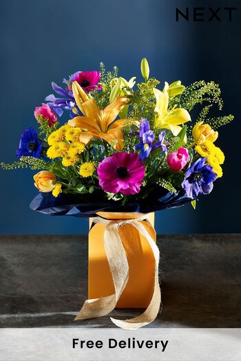 Multi Fresh Flower Bouquet in Gift Bag (D02313) | £35