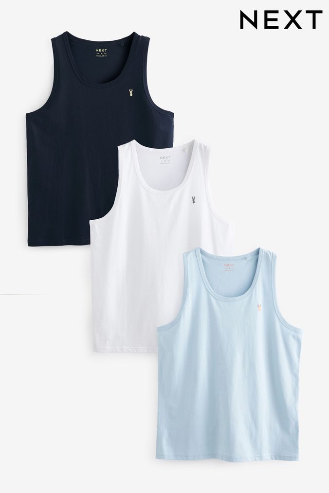 Blue/White/Navy 3 Pack Stag Vest (D02393) | £32