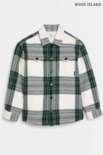 River Island Green Boys Quilted Check Shacket (D02673) | £29 - £38