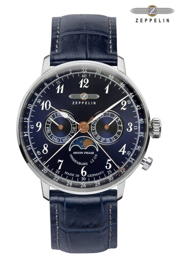 Zeppelin Gents Blue Hindenberg Moonphase Watch (D02954) | £259