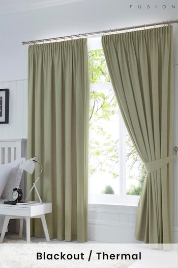 Fusion Green Dijon Thermal Curtains (D03035) | £22 - £65