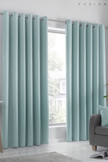 Fusion Blue Strata Dimout Eyelet Curtains (D03040) | £22 - £65