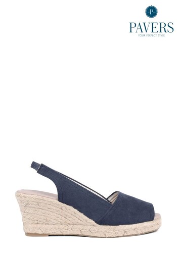 Pavers Blue Peep Toe Wedge Sandals (D03085) | £35