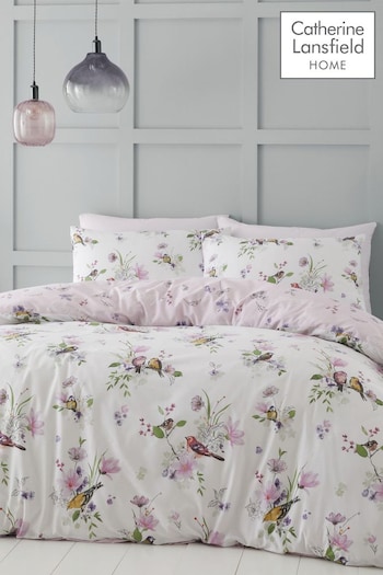 Catherine Lansfield Pink Songbird Reversible Duvet Cover and Pillowcase Set (D03245) | £16 - £26