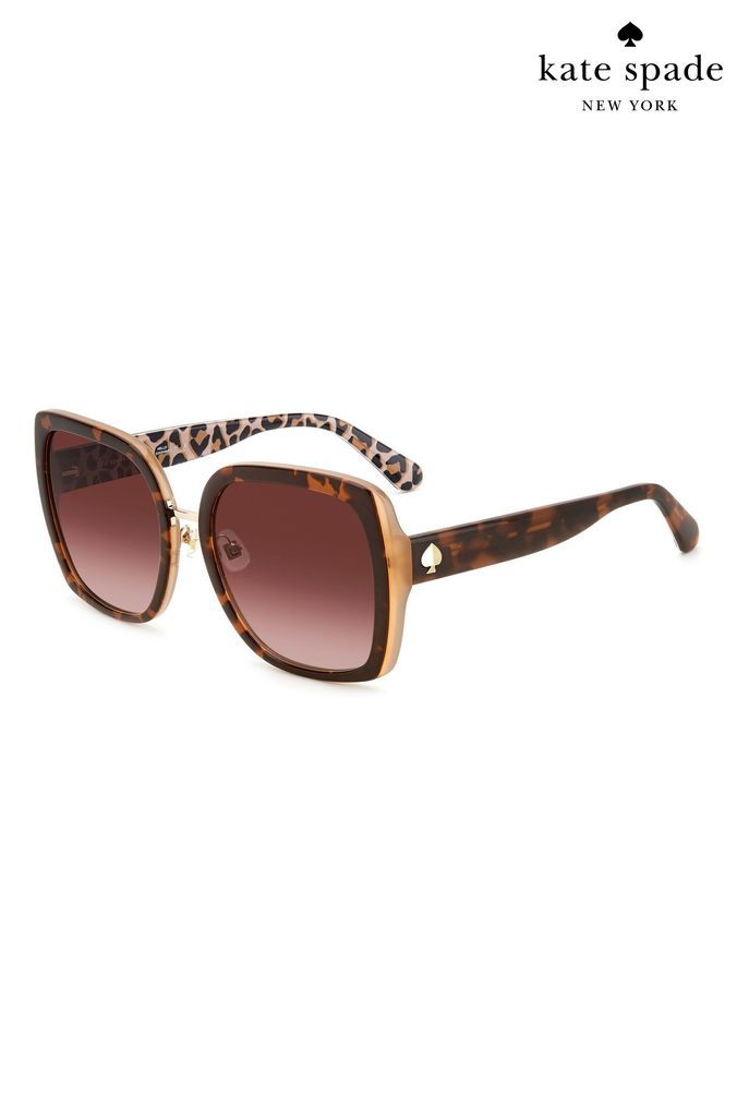 kate spade new york Oversized Kimber Square Tortoiseshell Brown Sunglasses (D03435) | £150