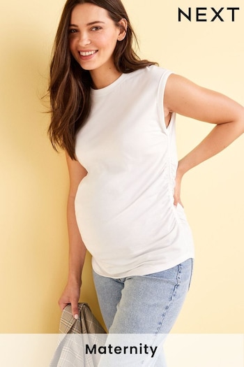 White Maternity Ruched Side T-Shirt (D03628) | £16