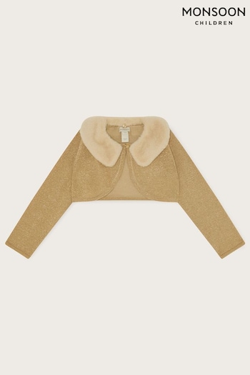 Monsoon Gold Supersoft Faux Fur Collar Cardigan (D03720) | £25 - £29