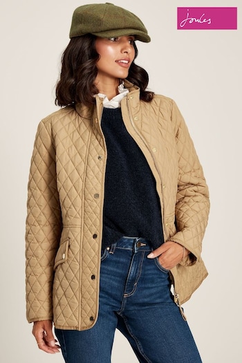 Joules Allendale Brown Diamond Quilted Jacket (D03726) | £109