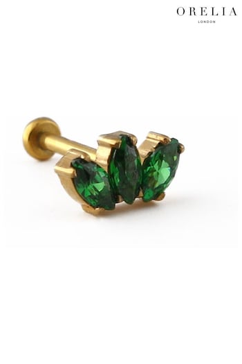 Orelia London Green Emerald Marquise Fan Labret Earrings (D03777) | £25