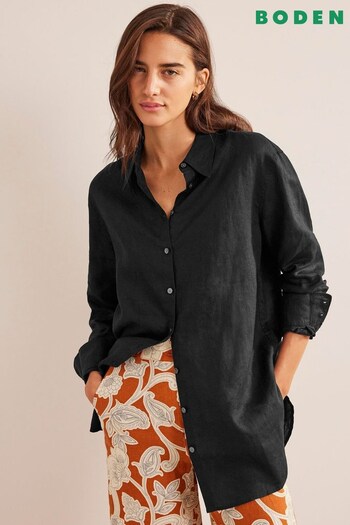 Boden Black Relaxed Linen Shirt (D03800) | £75