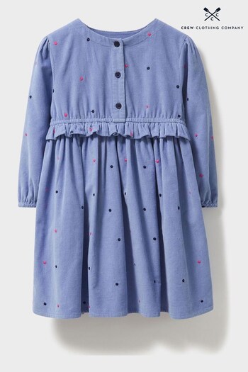 Crew Clothing Company Blue Embroidered Cotton A-Line Dress (D03906) | £30 - £34