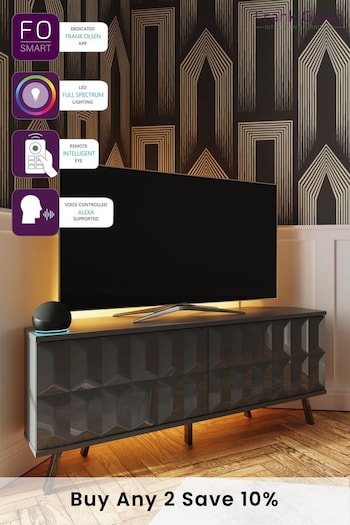 Frank Olsen Grey Elevate Smart LED Corner TV Stand (D03944) | £400