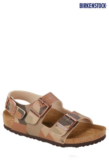 Birkenstock Brown Milano Geometric Camo Sandals (D04110) | £45