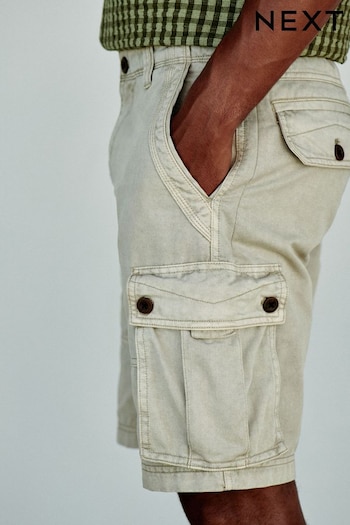 Bone Washed Cotton Cargo Shorts (D04149) | £30