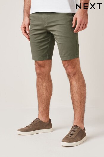 Khaki Green Slim Stretch Chino slinky Shorts (D04150) | £20