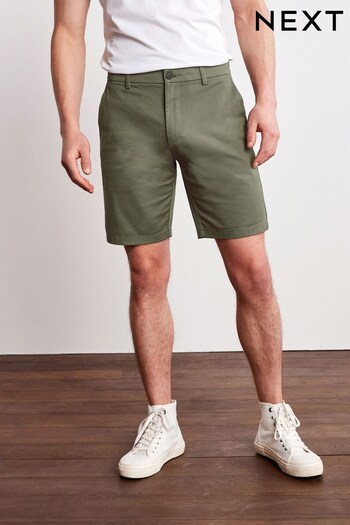 Khaki Green Straight Stretch Chino Shorts (D04151) | £20